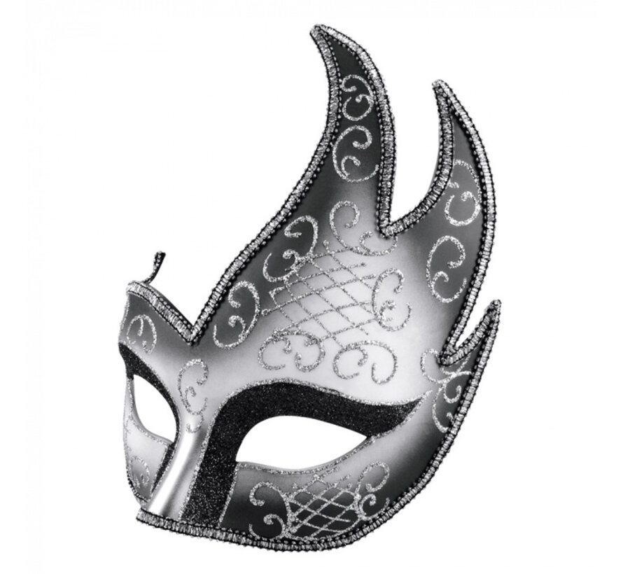 Venetiaans Oogmasker zwart/zilver.