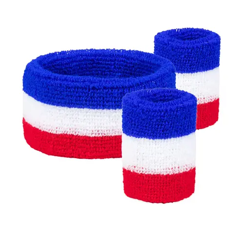 Zweetbandjes Franse nationale 3 kleur set