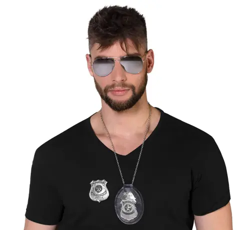 Special police badge set, partybril en ketting