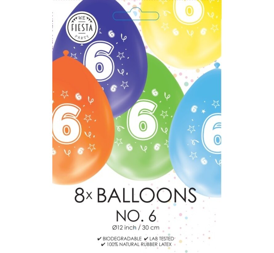 Bedrukte  Ballonnen 6 jaar verjaardag