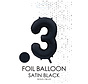 folieballon cijfer  3 mat zwart metallic