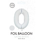 folieballon cijfer 0 mat wit metallic