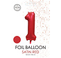 folieballon cijfer 1 mat rood metallic