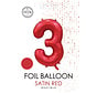 folieballon cijfer 3 mat rood metallic