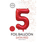 folieballon cijfer 5 mat rood metallic