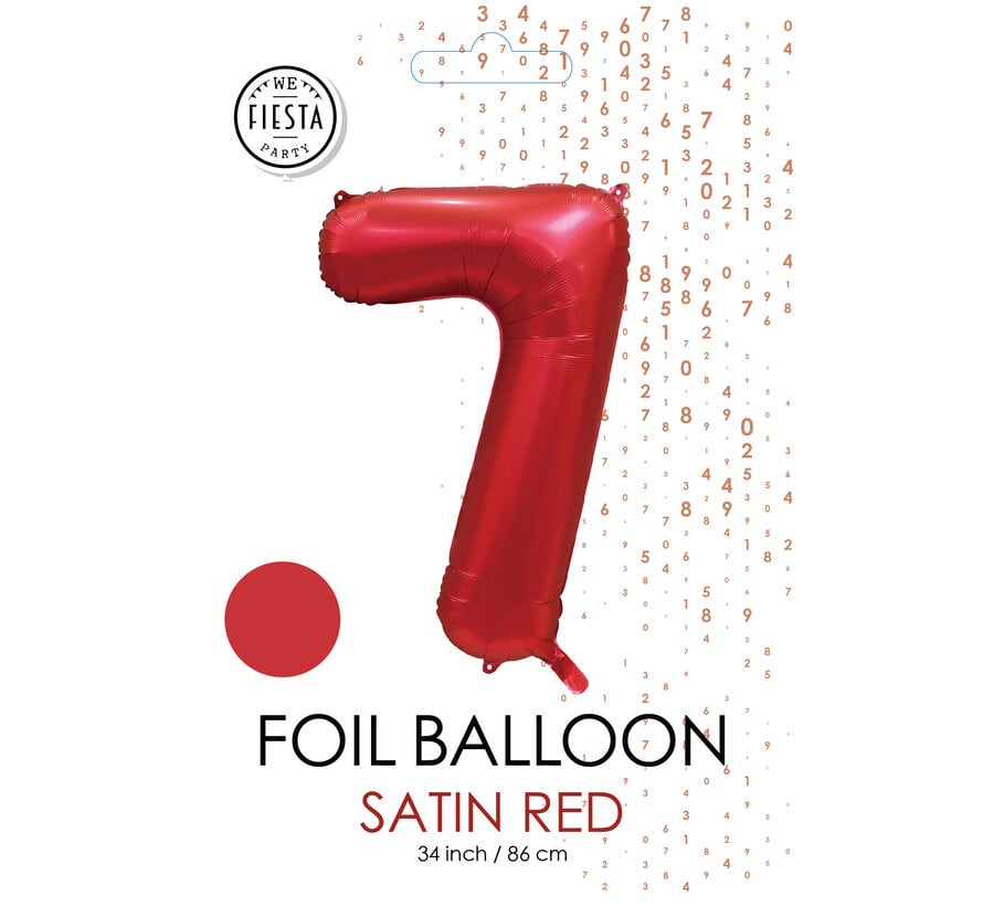 folieballon cijfer 7 mat rood metallic