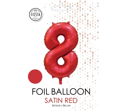 folieballon cijfer 8 mat rood metallic