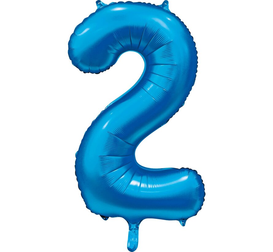 folieballon cijfer 2 mat blauw metallic