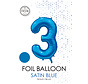 folieballon cijfer 3 mat blauw metallic