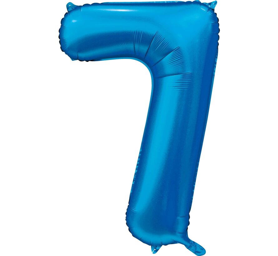 folieballon cijfer 7 mat blauw metallic