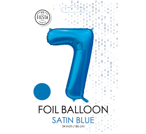 folieballon cijfer 7 mat blauw metallic