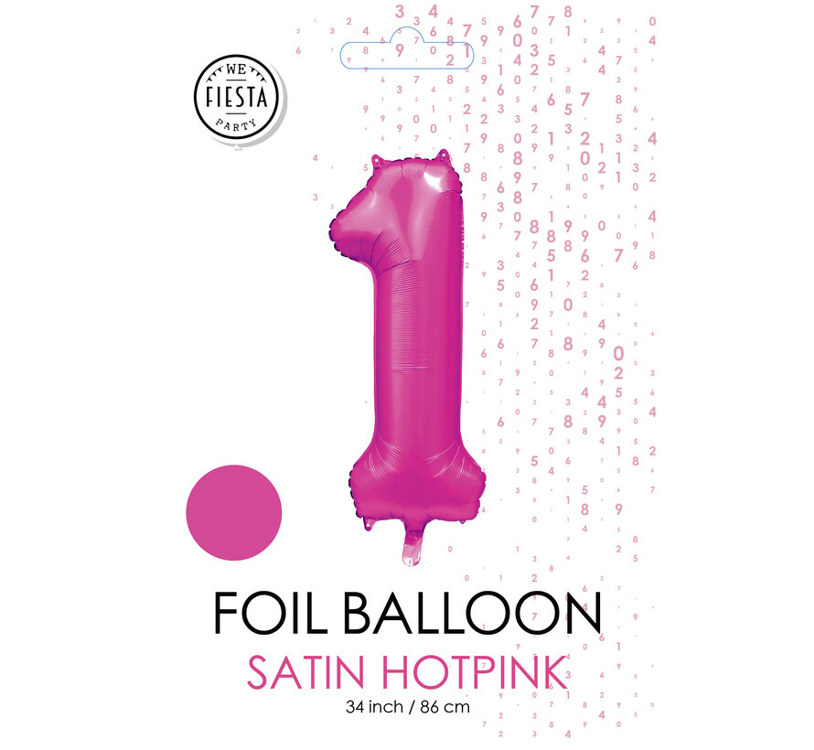 folieballon cijfer 1 mat warm roze metallic