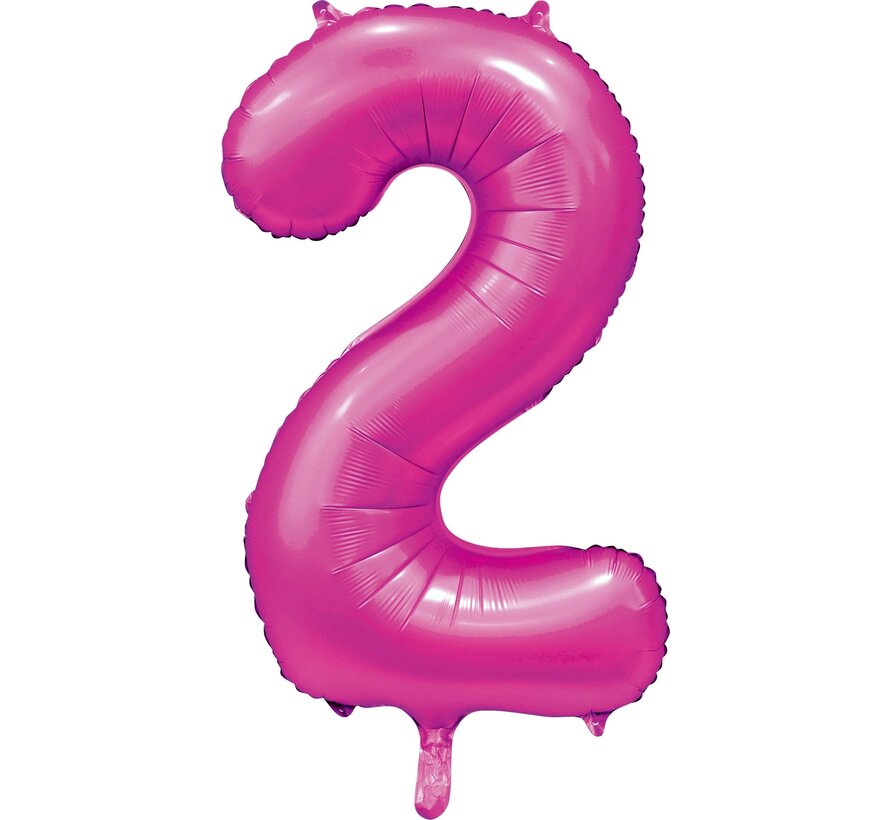folieballon cijfer 2 mat warm roze metallic