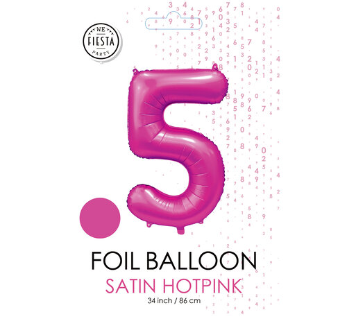 folieballon cijfer 5 mat warm roze metallic