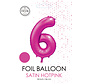 folieballon cijfer 6 mat warm roze metallic
