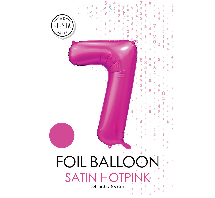 folieballon cijfer 7 mat warm roze metallic