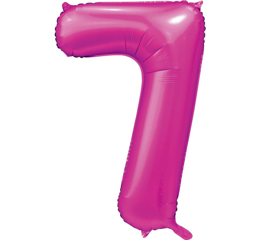 folieballon cijfer 7 mat warm roze metallic