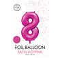 folieballon cijfer8  mat warm roze metallic