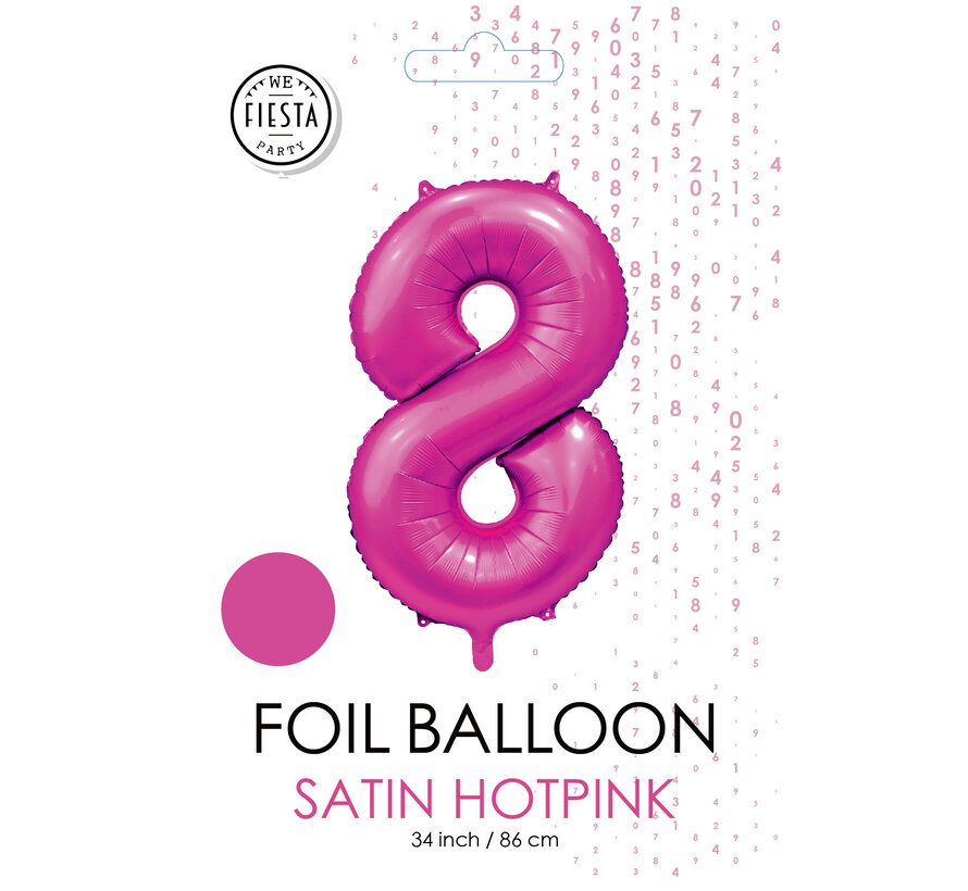 folieballon cijfer8  mat warm roze metallic