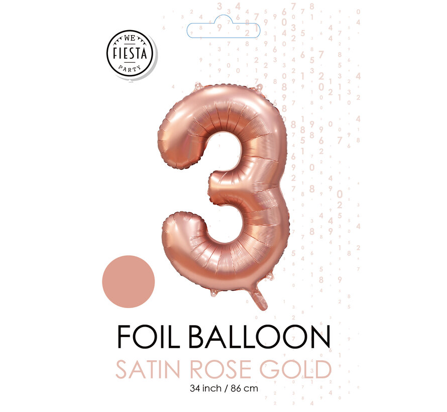 folieballon cijfer 3 mat goud metallic