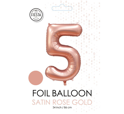 folieballon cijfer 5 mat goud metallic