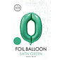 folieballon cijfer 0 mat groen metallic