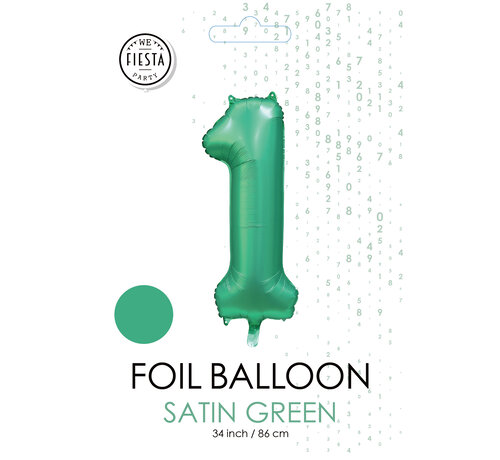 folieballon cijfer 1 mat groen metallic