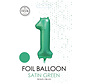 folieballon cijfer 1 mat groen metallic