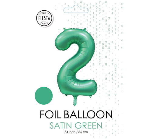 folieballon cijfer 2 mat groen metallic