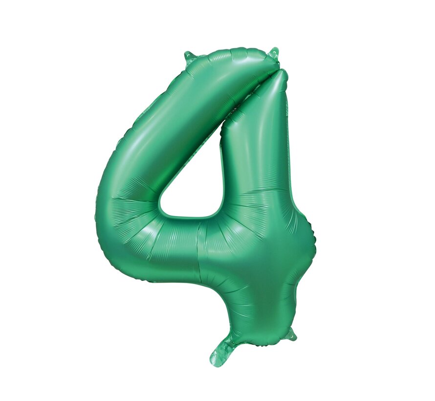 folieballon cijfer 4 mat groen metallic