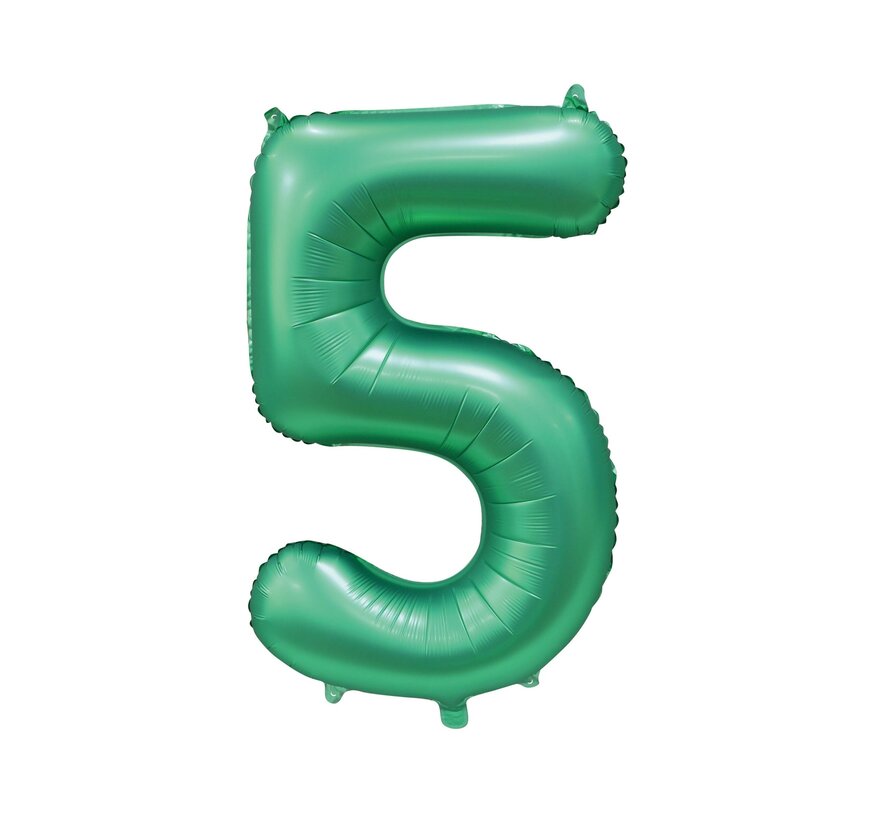 folieballon cijfer 5 mat groen metallic
