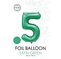 folieballon cijfer 5 mat groen metallic