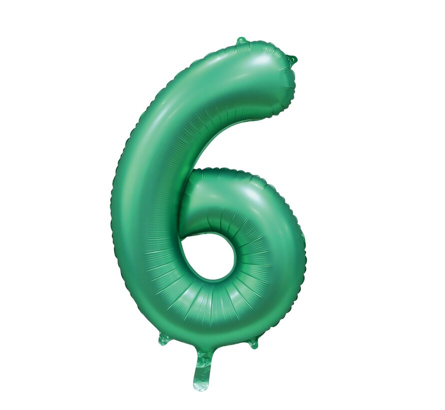 folieballon cijfer 6 mat groen metallic
