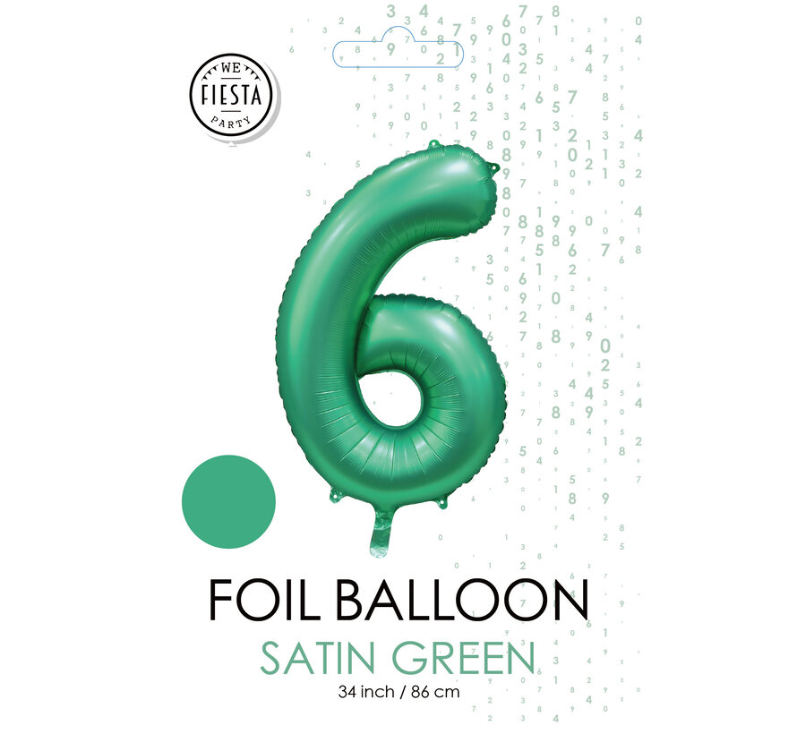 folieballon cijfer 6 mat groen metallic