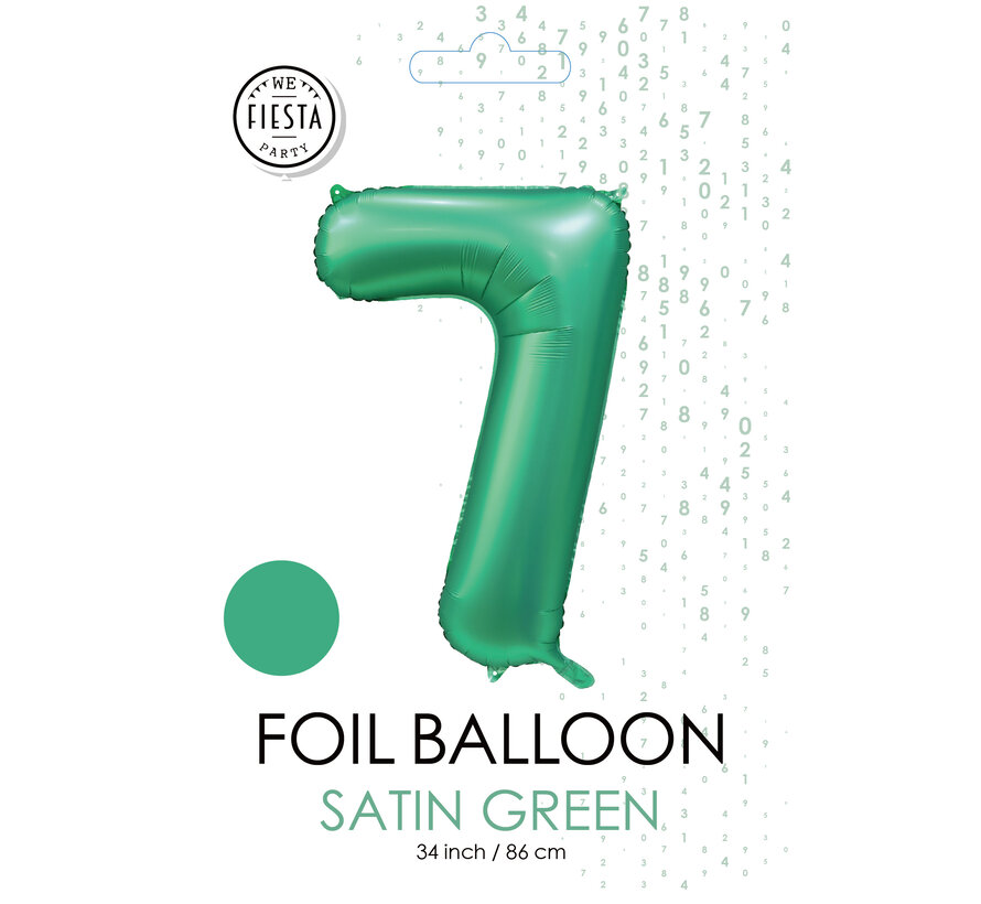 folieballon cijfer 7 mat groen metallic