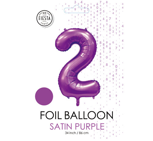 folieballon cijfer 2 mat paars metallic