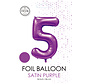 folieballon cijfer 5 mat paars metallic