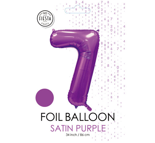 folieballon cijfer 7 mat paars metallic