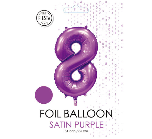 folieballon cijfer 8 mat paars metallic