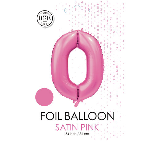 folieballon cijfer 0 mat roze metallic