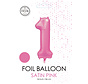 folieballon cijfer 1 mat roze metallic