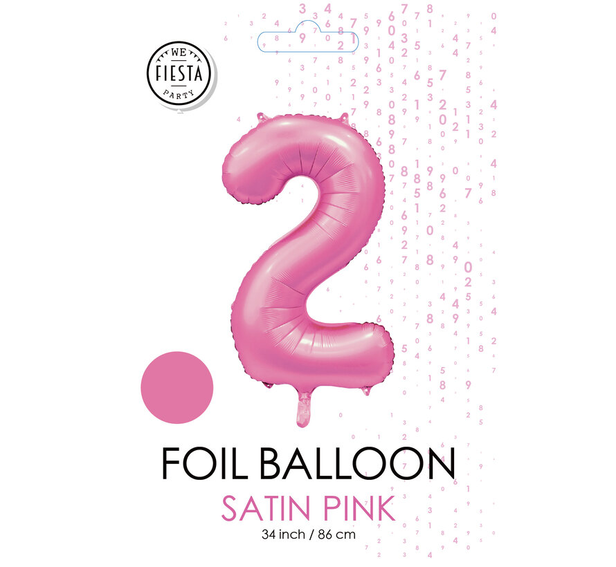 folieballon cijfer 2 mat roze metallic
