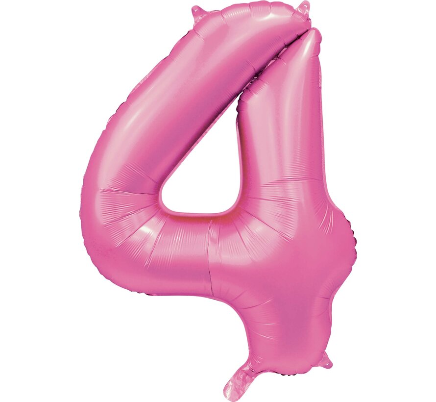 folieballon cijfer 4 mat roze metallic