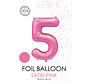 folieballon cijfer 5 mat roze metallic