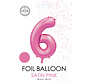 folieballon cijfer 6 mat roze metallic