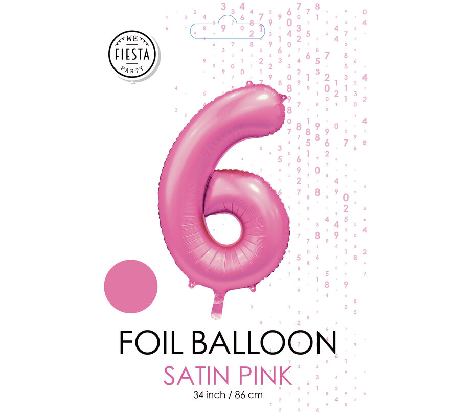 folieballon cijfer 6 mat roze metallic