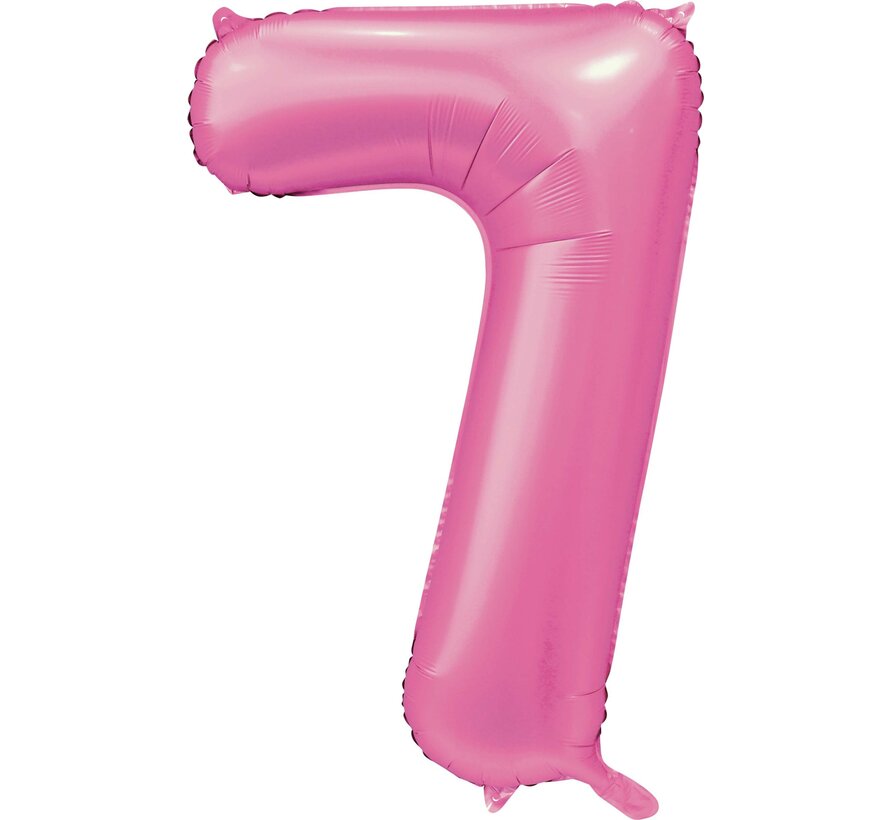 folieballon cijfer 7 mat roze metallic
