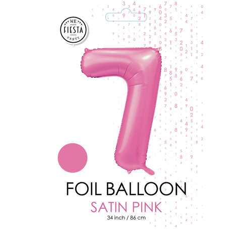 folieballon cijfer 7 mat roze metallic