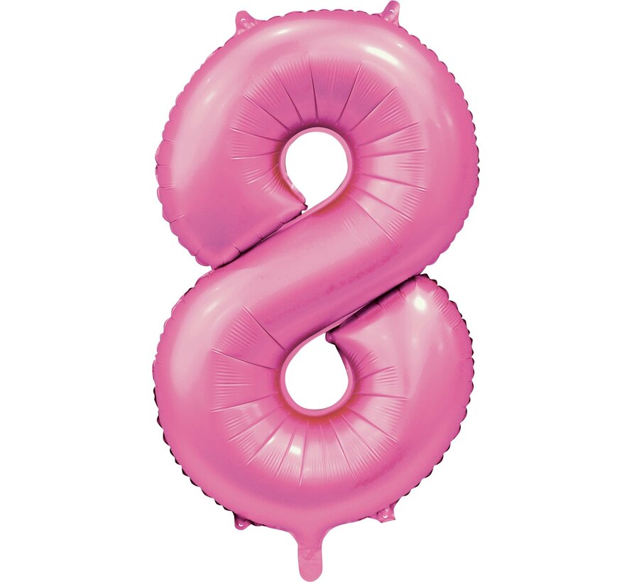 folieballon cijfer 8 mat roze metallic