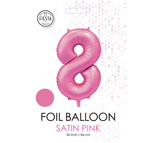 folieballon cijfer 8 mat roze metallic